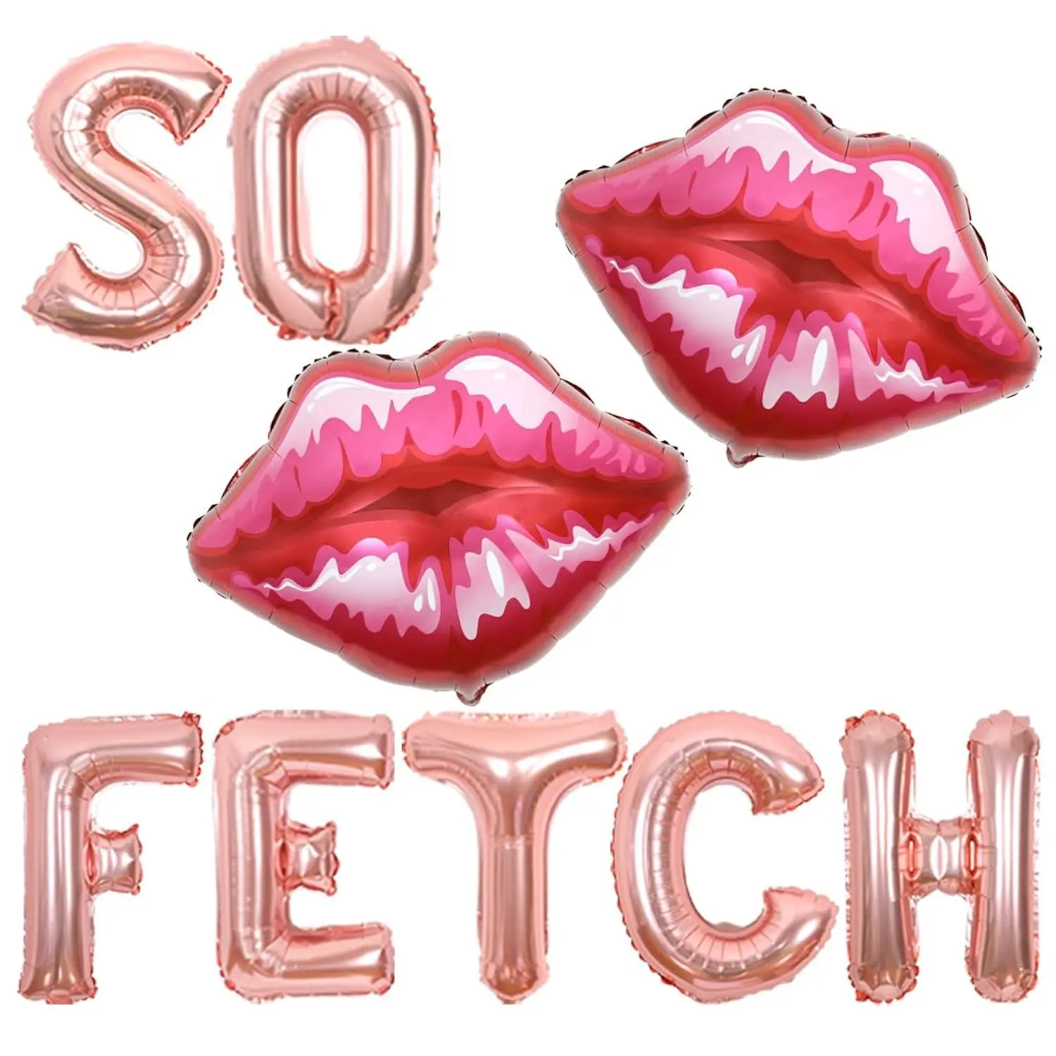 So Fetch Bachelorette, Birthday Party Decorations, Mean Girls Birthday Decorations Burn Book Party Decorations For Girls 20Th 30Th Birthday, Red Lip Balloons, Rose Gold So Fetch Balloon Banner
