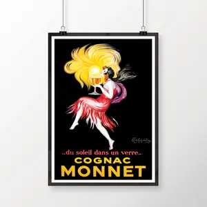 Cognac Monnet Vintage Food&Drink Poster, Home Bar Print, Advertising Showcard, Housewarming Gift Home, Retro Exhibition Ad, Bar Trolley Art