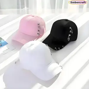 Punk Studded Baseball Cap, Y2K Hip Hop Hat with Metal Ring Accents, Trendy Streetwear Cap for Women & Men, Alt Fashion Accessory for Concerts, Skatewear & Casual Fits