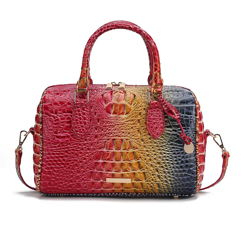 Gradient  Crocodile Pattern Boston Bag, Detachable Crossbody & Shoulder Satchel, Retro Handbag for Women Daily & Work