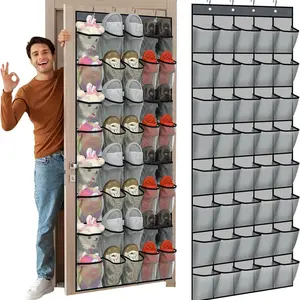 40-Pocket Shoe Organizer, Large Mesh Pocket Hanging Shoe Organizer Over the Door, Behind the Door Shoes Storage Holder Hanger,Large Capacity Design for Dorm Room College,Store 20 Pairs