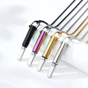 Stainless Steel Anxiety Breathing Necklace, Mindfulness Tool for Calm & Stress Relief, Quit Smoking Aid