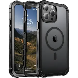 Magnetic For IPhone 11/12/13/14/15/16 Pro Max Case, [Compatible With MagSafe][Military Grade Drop Protection][Heavy Duty Protection][Non-Slip][Shockproof] With 2-Layer Durable Bumper Phone Case 6.7''-Black