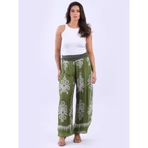 Women Double Layered All-Over Print Silk Pant