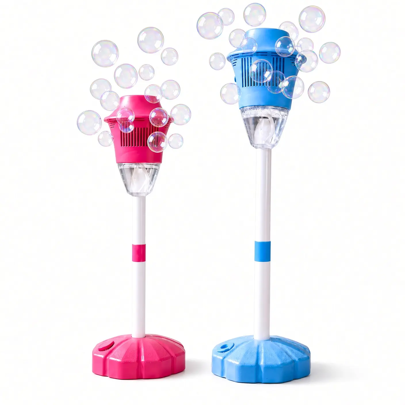 NETNEW Vertical Multifunction Standing Toddler Bubble Maker, 10-Hole Automatic Continuous Blower with LED Lights & Music, Ground-Stake Kids Toy for Patio Yard Play, Vertical Bubble Maker, Toddler Bubble Machine