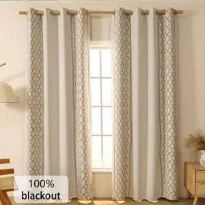 Geometric Pattern Embroidery Door Curtain, 1 Count Blackout Door Curtain, Home Decor for Living Room Bedroom, Room Decor, Home Decor, Home Decoration Curtain