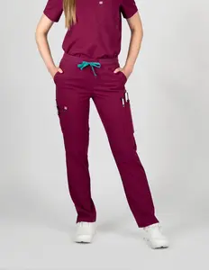 Jasmine Cargo Women's Maroon Scrub Pants
