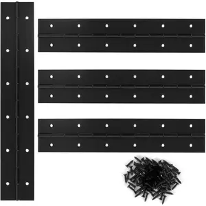 4PACK 12 Inch Heavy Duty Piano Hinge, Black Stainless Steel Continuous & Piano Hinge,2" Open Width,for Cabinet Door Cases Woodworking Wood Furniture Tool Storage Boxes with 48pcs Screws