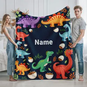Personalized Dinosaur Printed Blanket Cozy Throw for Family Home Living Room Bedroom Use Perfect Gift for Christmas Holiday New Year Birthday and Special Occasions Suitable for Dinosaur Lovers and Warm Comfort Enthusias Soft Throw Blanket