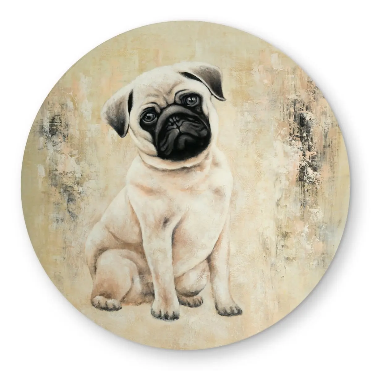 360 stand 5x5 ft. Beige Round Pug Face Motif Outdoor Rug - Contemporary Look, Patios/Gardens Use, Home Decor Accent, Outdoor Suitable, Model C1COAR55LM2EE5, Animal Rugs, Outdoor Patio Rug