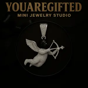 Moissanite Angel Cupid Pendant With Black Masked Arrow Of Eros 925 Sterling Silver Iced Out Men Hip Hop Jewelry Gifts