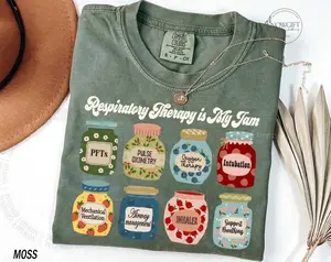 Comfort Colors Respiratory Therapy Shirt for Respiratory Therapist RT RRT Pulmonary Rehab My Jam Pulmonary Physiotherapy Fabric Top Womenswear Fit