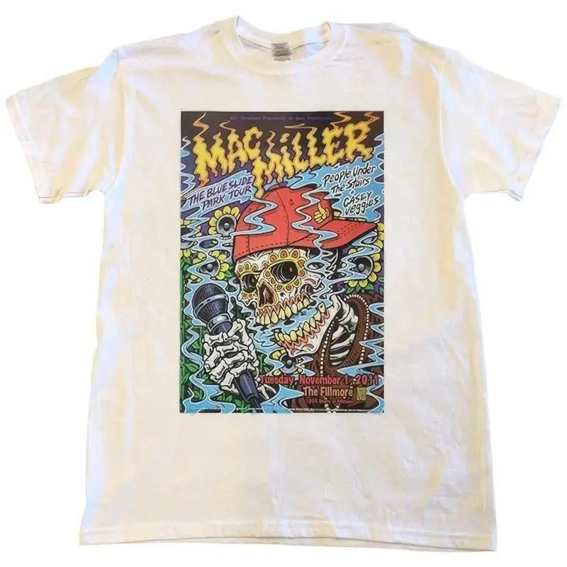 Mac Miller Blue Slide Park Tour Graphic Art T-Shirt - Unisex Short Sleeve, Digital Print, Classic Fit, Unisex Sizes, Year-Round Sports Top, Global Trending Outfit, Shortsleeve, Casual, Cotton, Elegant, Chic, Basics, Tshirt, Fabric, Printed, Round Neck, St