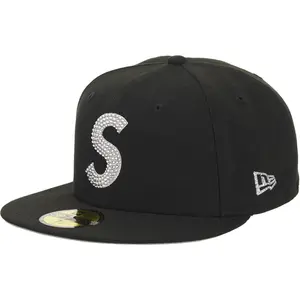 711778 Supreme Swarovski S Logo New Era 59Fifty Fitted Hat Black