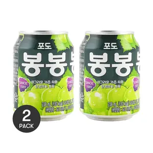 2 Pack HAITAI Korean Grape Juice with Real Fruit Pulp, 238ml Each - Refreshing Beverage