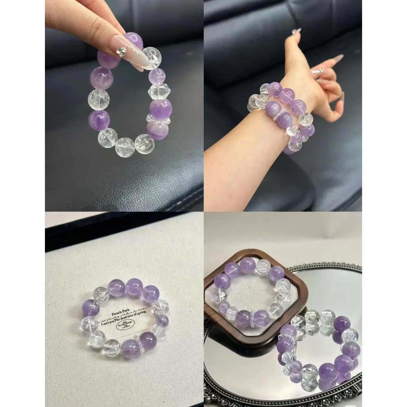 Custom DIY Bracelet with Amethyst and Multi-Gemstones, Energized According to the Five Elements