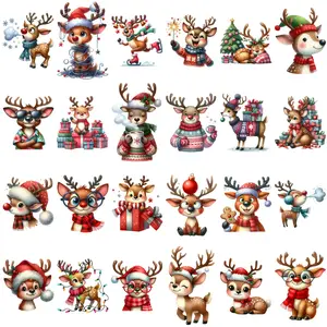 36 Fun Christmas Reindeer Heat Transfer Stickers, DIY Decoration, DTF Printing, Home Christmas Transfer, Fabric Heat Transfer Images