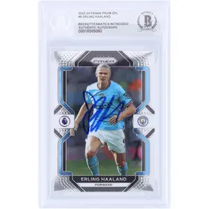 Erling Haaland Manchester City Autographed 2022-23 Panini Prizm #9 Beckett Fanatics Witnessed Authenticated Card - Fanatics Authentic Certified