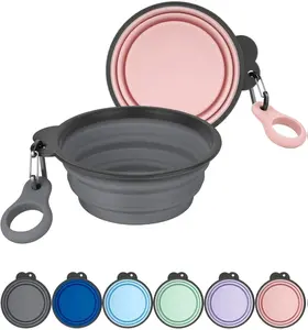 Aonkey Collapsible Dog Bowls with Bottle Carrier, 2 Pack Travel Dog Water Bowl Upgraded Carabiner, One-Piece Molded Rim No Fall Off or Crack, Foldable Silicone Portable for Pets Walking Hiking 15oz