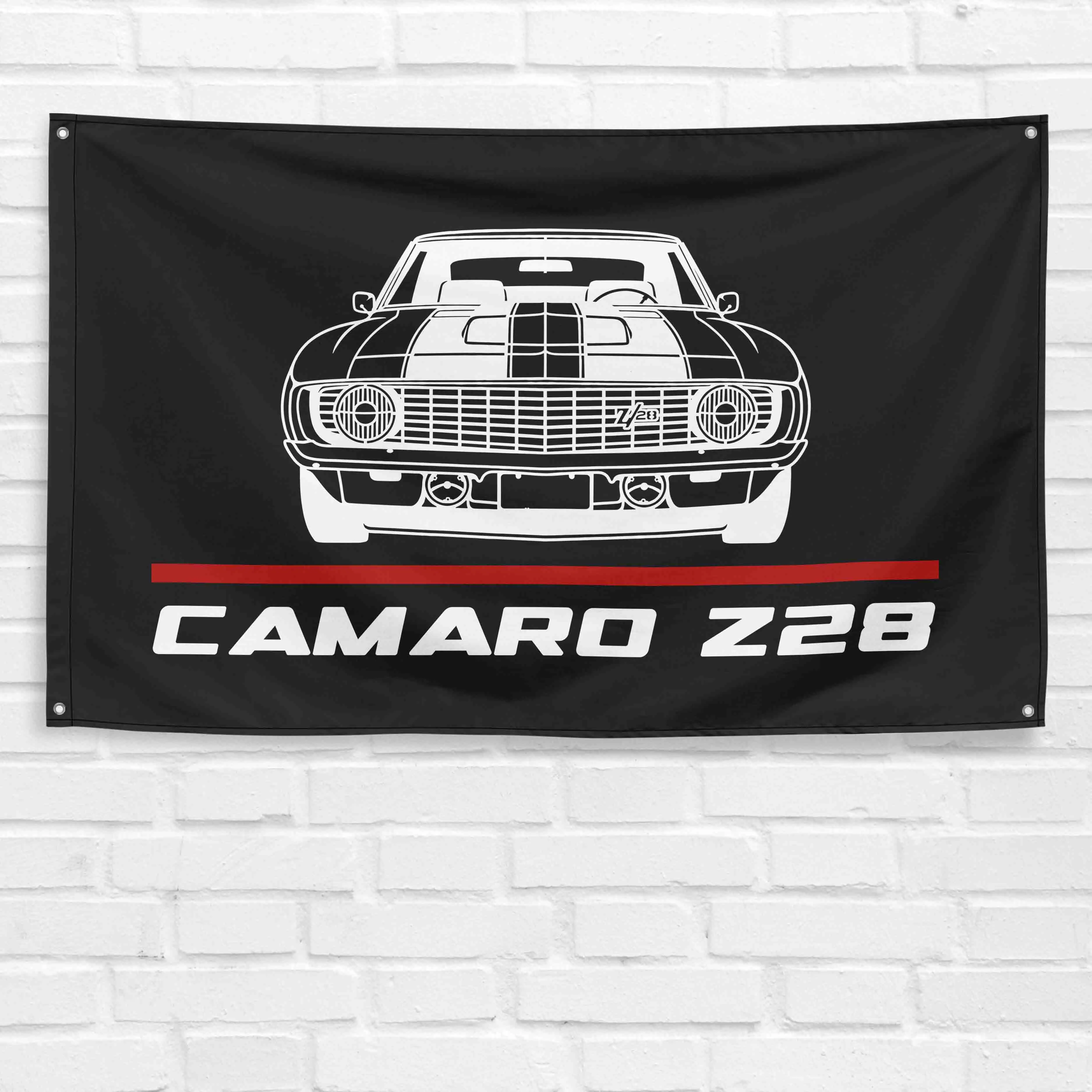 1969 Camaro Z28 Synthetic 3x5 ft Lightweight Grommeted Hanging Flag, Bold Colors Home Garage Wall Display, Festive Party Birthday Gift Banner