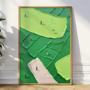 Abstract Golf Course Art Print, Textured Green Landscape, Modern Sports Wall Decor, Poster for Golf Enthusiasts