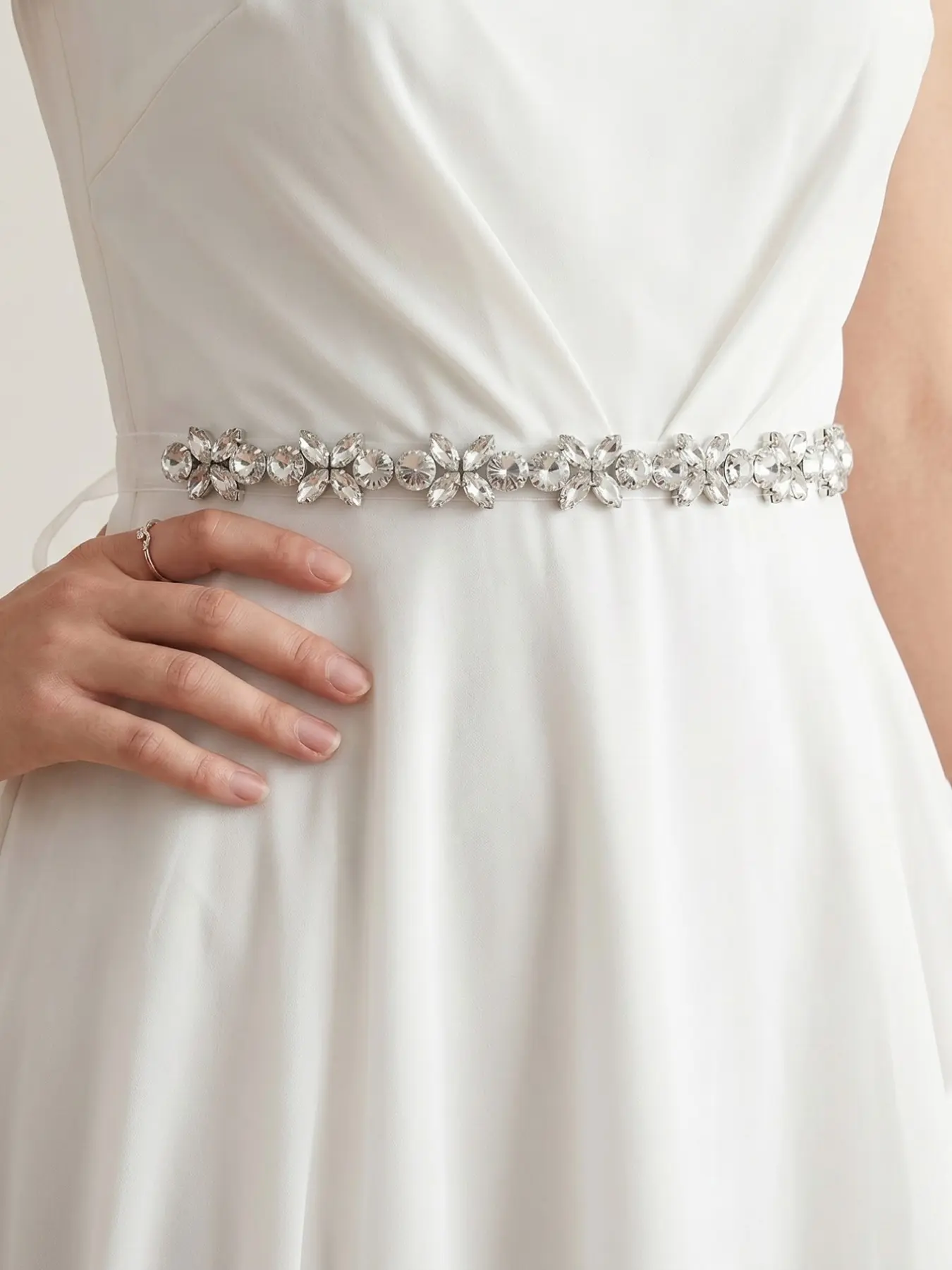 French Elegant Rhinestone Belt, Transparent Ribbon Wedding Gown Waistband, Evening Dress Glamorous Sparkle Decoration, All-Season Accessory, Fashion Belts