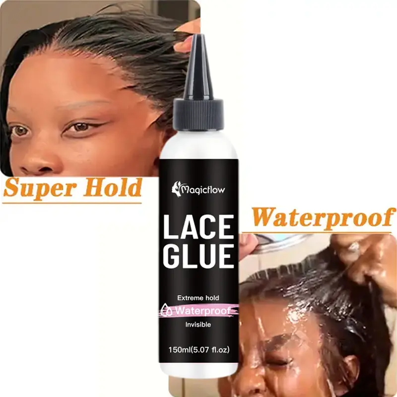Waterproof Lace Wig Glue 150ML/5.07 Fl. Oz, Strong Hold Fast Dry Invisible, No Odor Easy Removal, Hair Adhesive for Wigs
