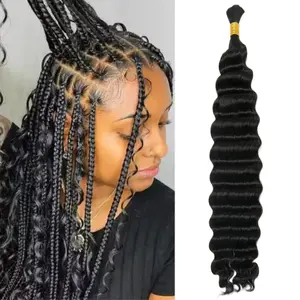 Deep Wave Human Braiding Hair for Boho Braids Human Knotless Hair 50g 1 Bundle Loose Deep Wave Bulk Human Hair Deep Wave Bundles Wet and Wavy 14A Boho Human Hair for Braiding Curly Hair Extensions Bulk Bohemian No Weft 1 Bundle/Pack