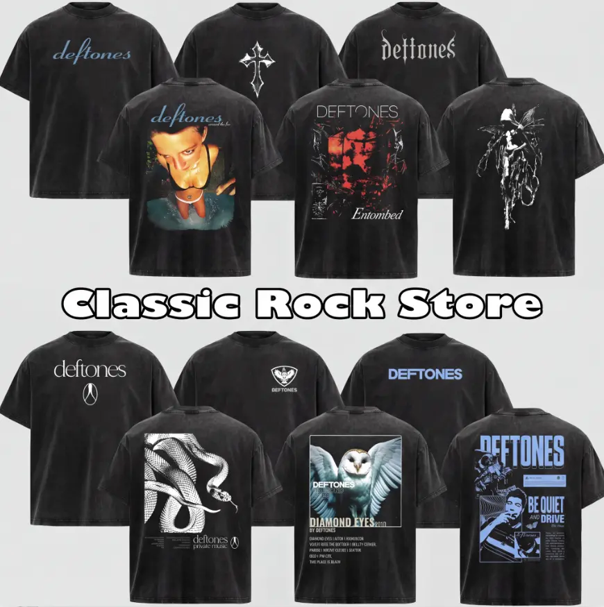 [KM 100%cotton] Retro Limited Deftones Entombed Heavy Metal , Deftones rock band , metal band , rock tour t-, alternative band merch, trending t-, 90s graphic tee, vintage graphic tee, grunge aesthetic , classic rock merch funny shirts humortee,Streetwear