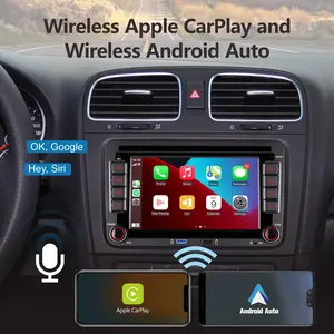 Car Stereo Compatible with Wireless Carplay Android Auto with 7 inch Bluetooth/FM/AM Radio/USB/Car for VW Golf 5 6 Passat Jetta Caddy EOS T5 Tiguan Touran CC Polo wireless android