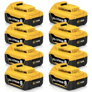 8 Packs DCB206 Replacement for Dewalt 20V MAX Battery 6.0Ah Compatible with Dewalt 20 Volt MAX Lithium-ion Battery DCB204 DCB206 DCB200 DCD/DCF/DCG Series Power Tools