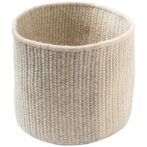 Balance Wool Basket in Light Grey and Cream Custom Woven, Storage Basket