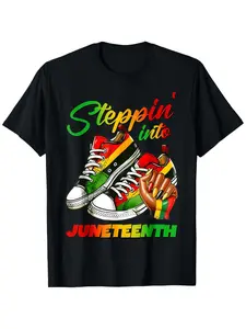 Stepping Into Juneth Sneakers T-Shirt |   Comfort Fit Men'S Tee, Crew Neck, Ultra Soft, Breathable, Moisture Wicking, Casual Summer Tee, Must-have Fashionable Tee, Perfect for Adult