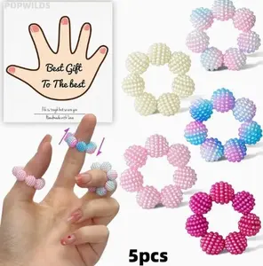 5-Pack Spiky Sensory Acupressure Fidget Stackable Rings, Discreet Quiet Stress Relief Finger Massager Jewelry for Adults, Portable Office & Classroom Calming Wearable Accessory