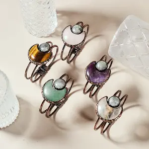 Sun and Moon Retro Bracelet with Amethyst & Rose Quartz for Spiritual Balance & Creativity Adjustable Bangle for Women Men Perfect for Valentine's Day & Mother's Day Gifts