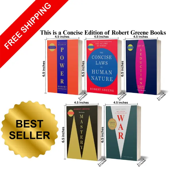 Robert Greene The Concise 5 Books Set (The Concise 48 Laws Of Power, The Concise Laws of Human Nature, The Concise Mastery, The Concise Art of Seduction & The Concise 33 Strategies Of War) Paperback.