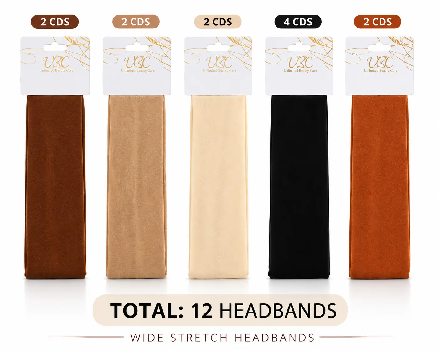 12-Pack Cotton Headbands, Neutral Color Assortment