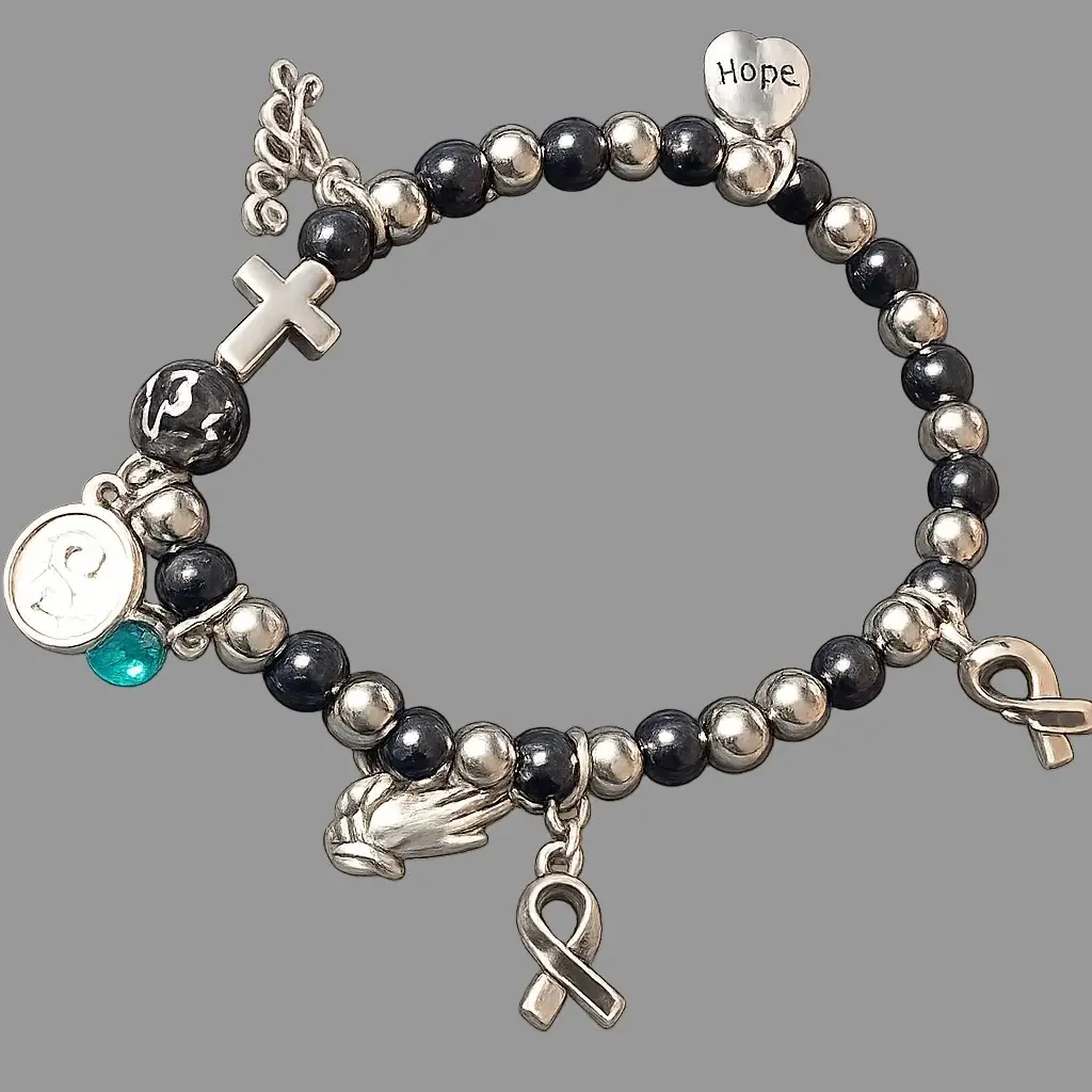 Faith & Hope Charm & Initial and Birthstone Bracelet – Handmade by Blessed Hands by Guille