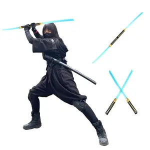 2 in 1 LED Light Up Ninja Toy Sword with Sounds Gift For Costume Halloween Birthdays Blue Lightsaber Style