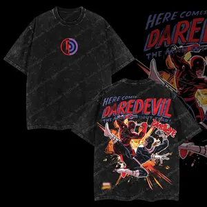 BoldThreads Daredevil vs Bullseye MCU Movie Edition Double Printed Oversize Lightweight Acid Washed Tee Superhero Graphic Design Top 100% Cotton 250gsm Streetwear T-Shirt Menswear Womenswear