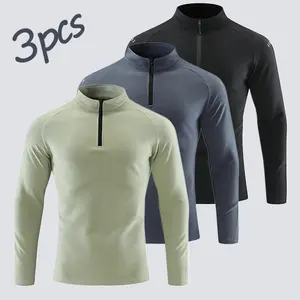 3 Pack Half Zip Mock Turtlenecks for Men | Slim Fit Stretchy Thermal Shirt with Long Sleeves