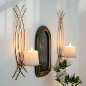 Wall Sconce  Wall-Mount Metal Iron Wall Candle Sconce Holder  Art  Decoration Wall Mounted Decorative Candle Holder, Set of 2
