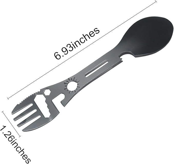 9-in-1 Stainless Steel Multi-Tool Utility Cutlery, 1 Piece Camping Supplies Outdoor Kitchen Supplies Spork - Fork, Spoon, Bottle Opener Combo for Hiking