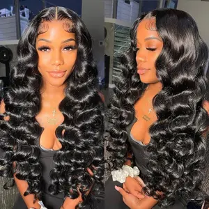 Ishow Loose deep Body wave Straight hair wig 5*5 Closure Pre Cut Ready to Wear Glueless Wig 5x5 13x4 Pre Cut Pre Bleached  hair wig Lace Front 13x4 Pre Bleached Knots Pre Plucked 13x4 hair wig For Women