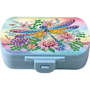 Diamond Art Painting Mini Portable Travel Medicine Storage Box Six-Compartment Medication Storage Box Vitamin Multi-Compartment Organizer Box for Outdoor Sports Business Trip Or Handbag