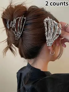Halloween Themed Skeleton Hand Design Hair Claws, Fashionable Hair Accessories for Women & Girls, Cute Lovely Hairwear for Daily Used, Alternative Fashion