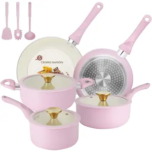 Pots and Pans Set Non Stick,  Ceraic Cookware Set, 11- Induction Cookware, Non   Kitchen Cooking Set,  Knobs Lids, Stay-Cool Handles