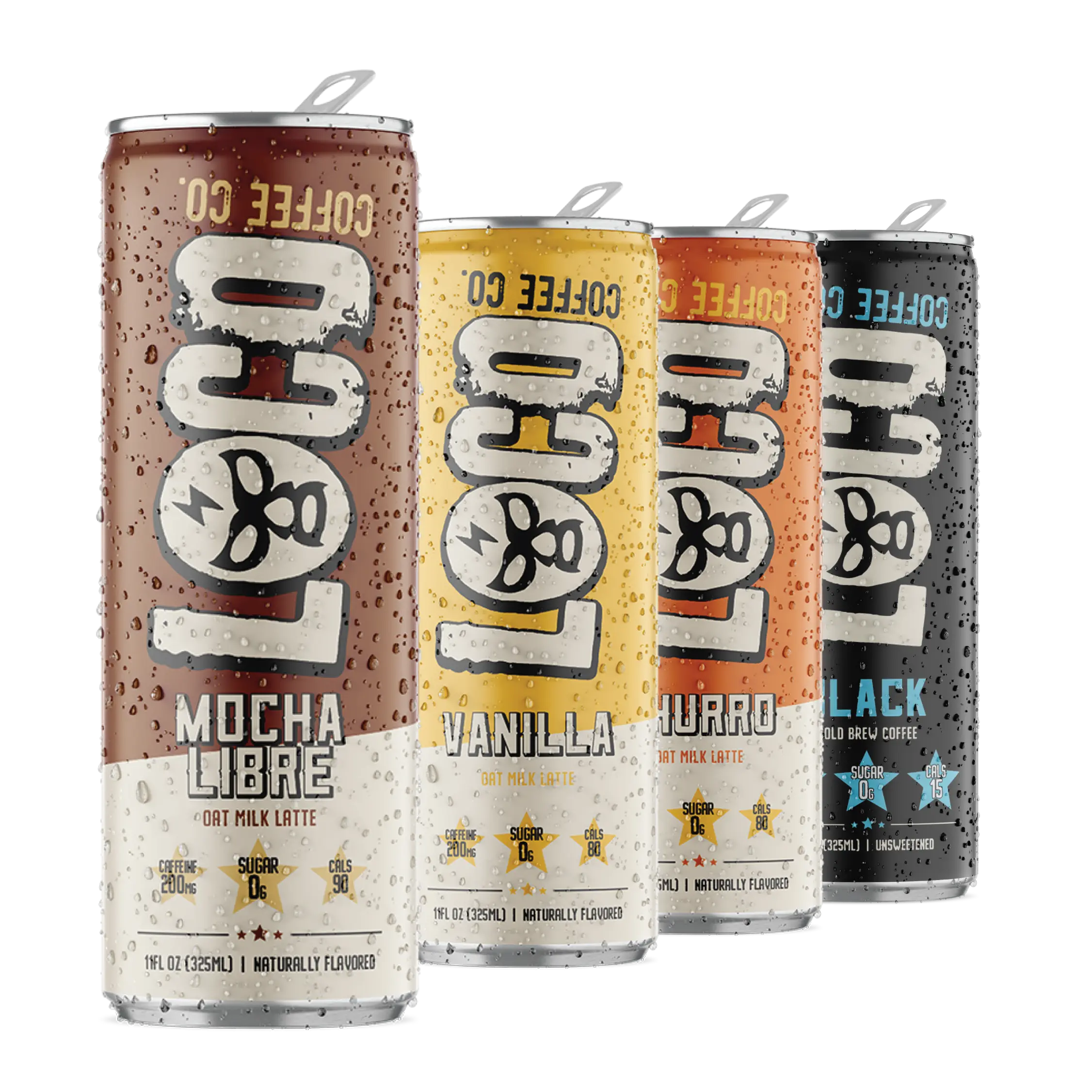 Loco Coffee Cold Brew - Trial 4 Pack - Includes Black, Mocha, Churro & Vanilla Flavors - Beverage Nata - US Origin