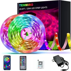65.6ft Led Strip Lights, Ultra Long RGB Color Changing LED Light Strips Kit with 44 Keys Ir Remote Led Lights for Bedroom, Kitchen, Home Decoration