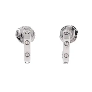 Pre-owned Cartier Love Hoop Earrings 18K White Gold Small by Rebag